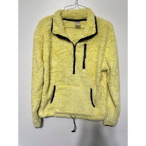 No Boundaries Fleece Pullover Yellow With black Kangaroo Pocket Womans M